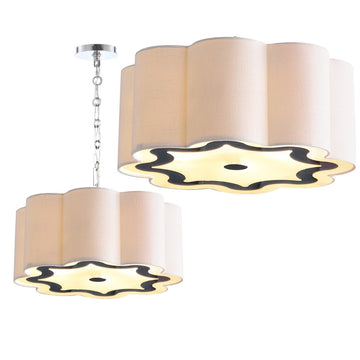 Coquille 20" Adjustable Scalloped Shade Metal LED Pendant - JONATHAN Y